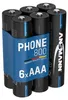 A pack of six AAA batteries with a blue band around them. Produktbild-Vorschau