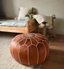 Pouf marocchino in vera pelle - Marrone cognac - Fatto a Anteprima dell’immagine prodotto 10