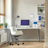 A clean and modern home office setup with a desk, computer, chair, and shelving unit. Podgląd zdjęcia produktu