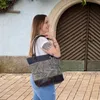 Sunsa Vintage Shopper. Płócienna torba na ramię ze skórą. Podgląd zdjęcia produktu 2