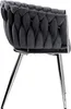 A side view of a gray velvet chair with a braided design and chrome legs. Anteprima dell’immagine prodotto