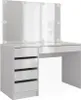 A white vanity table with a tri-fold mirror and LED lights. Anteprima dell’immagine prodotto