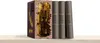 A book nook insert designed to look like Diagon Alley from Harry Potter, placed on a shelf next to three plain books. Produktbild-Vorschau
