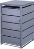 A gray metal trash can enclosure with multiple drawers is shown against a light gray background. Anteprima dell’immagine prodotto