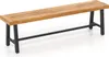 A long wooden bench with black metal legs, shown from a side angle against a white background. Náhled obrázku produktu