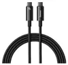 A black USB-C to USB-C charging and data cable is laid out in a curved shape against a white background. Anteprima dell’immagine prodotto