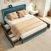 Cama tapizada INONEFT de 140x200 cm con 4 cajones, cama Vista previa de la imagen del producto 10