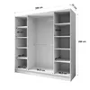 A white wardrobe with dimensions indicated by text overlays. Produktbild-Vorschau