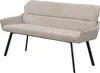 A studio shot of a beige upholstered bench with black metal legs. Produktbild-Vorschau