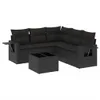 6-tlg. Garten-Sofagarnitur mit Kissen Schwarz Poly Rattan Produktbild-Vorschau 2