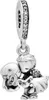 A silver charm depicting a couple embracing, with small stones on the bail. Produktbild-Vorschau