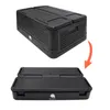 A black foldable thermobox shown in two states: expanded and folded. Produktbild-Vorschau