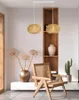 A living room scene with two pendant lights, a chair, a vase with dried flowers, and a cactus. Podgląd zdjęcia produktu