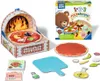 A collage of a toy pizza making set, including a play oven, pizza base, toppings, and game cards. Produktbild-Vorschau