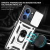 A close-up of a phone case with a ring holder and camera cover, attached to a car air vent mount. Produktbild-Vorschau