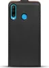 A black flip case for a smartphone, shown from the back. Produktbild-Vorschau
