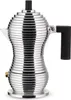 A studio shot of a silver and black espresso coffee maker. Produktbild-Vorschau
