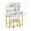 Coiffeuse CLIPOP,Set de coiffeuse à miroir rond,2 Voir les images du produit 2