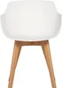A white chair with wooden legs against a white background. Voir les images du produit