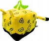 A plush toy shaped like a cube with a tail and ears, decorated with black swirls and a green stem on top. Náhled obrázku produktu