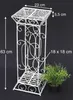 A white metal plant stand with dimensions indicated by text overlays. Náhled obrázku produktu