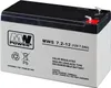 A white and black sealed lead-acid battery with product information printed on its side. Náhled obrázku produktu