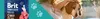 A bag of dog food is shown next to a dog being petted by a person. Produktbild-Vorschau