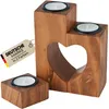 Plogis Herz Teelichthalter Holz - 3er Set aus 15cm Akazie - Produktbild-Vorschau 1