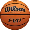 A close-up view of an orange basketball with black lines and text. Produktbild-Vorschau