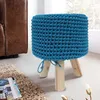 Pouf azzurro chiaro in legno con rivestimento in tessuto Anteprima dell’immagine prodotto 2