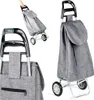 Collage of a grey shopping trolley from different angles, showing its bag and wheels. Anteprima dell’immagine prodotto