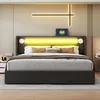 A modern bedroom with a bed featuring LED lighting. Náhľad obrázku produktu