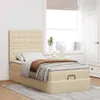 Hochwertig Ottoman-Bett mit Matratze Creme 90x200 cm Stoff Produktbild-Vorschau 4