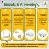Instructions on how to use a pheromone glue trap, showing four steps: fold, peel, place, and check. Also includes a warning about the trap's purpose. Produktbild-Vorschau