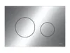 A silver toilet flush plate with two circular buttons. Anteprima dell’immagine prodotto