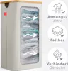 A laundry basket with clothes inside, shown with feature callouts. Náhľad obrázku produktu