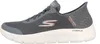 A side view of a gray Skechers slip-on sneaker. Anteprima dell’immagine prodotto