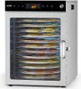 A VEVOR food dehydrator with multiple stainless steel trays filled with sliced fruits and vegetables. Podgląd zdjęcia produktu