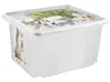 A clear, studio shot of a transparent plastic storage box with a Winnie the Pooh themed lid and side. Voir les images du produit