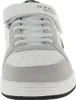A close-up, front-facing view of a white and gray sneaker. Produktbild-Vorschau