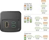 A power bank with its ports and a diagram illustrating different charging scenarios. Produktbild-Vorschau