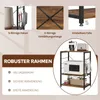 A collage of images showcasing the features and the assembled product of a kitchen shelf. Produktbild-Vorschau