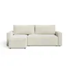 A cream-colored sectional sofa with an ottoman, shown from the front on a white background. Produktbild-Vorschau