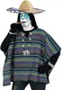 A person wearing a costume consisting of a poncho and a sombrero, with face paint. Produktbild-Vorschau