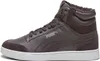 A side view of a brown Puma high-top sneaker with a white sole. Produktbild-Vorschau