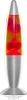 A lava lamp with red lava blobs in yellow liquid, on a white background. Produktbild-Vorschau