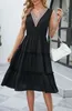 ASKSA Robe d'été femme dentelle col V sans manches Robe de Voir les images du produit 3