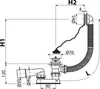 A technical drawing with dimensions of a bathtub drain and overflow kit. Produktbild-Vorschau