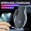 A hand is shown placing a smartphone into a wireless car charger mount. Produktbild-Vorschau