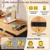 A coffee machine and a power strip with outlets and USB ports on a wooden surface. Podgląd zdjęcia produktu